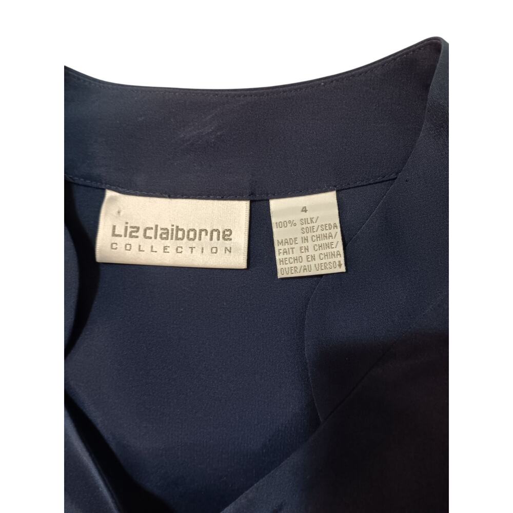 VINTAGE LIZ CLAIBORNE Loose Long Silk Tunic Blouse Dress Floral Oversized 4 - Picture 6 of 11